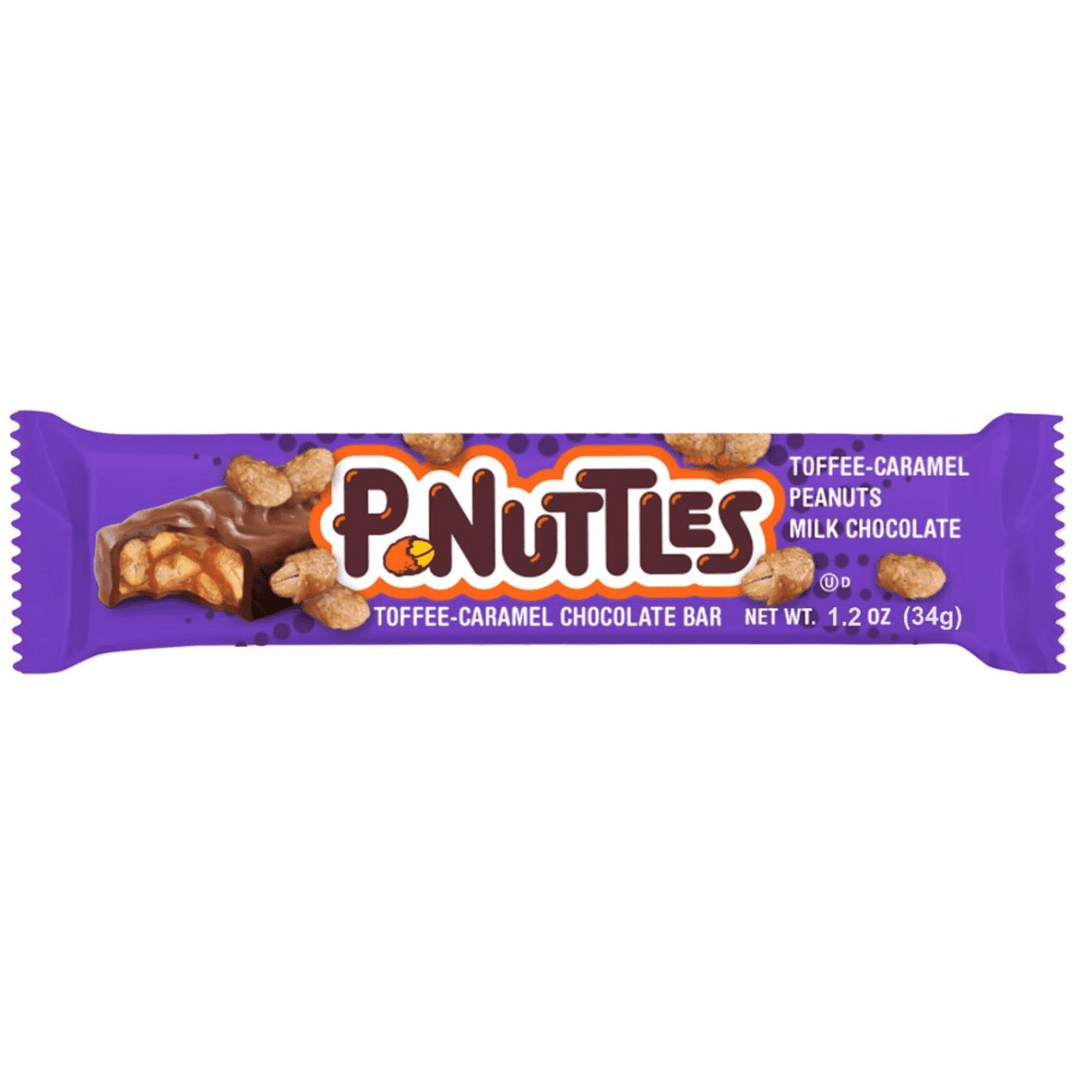P-Nuttles Toffee-Caramel Chocolate Bar, 1.2oz, 24ct