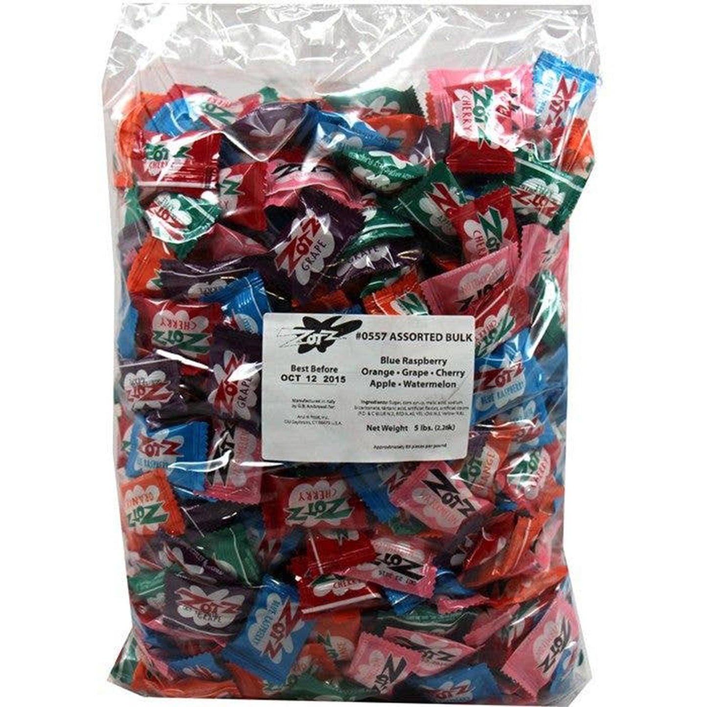 Zotz Fizzing Candy Assorted Flavors Bulk, 5lb Bag