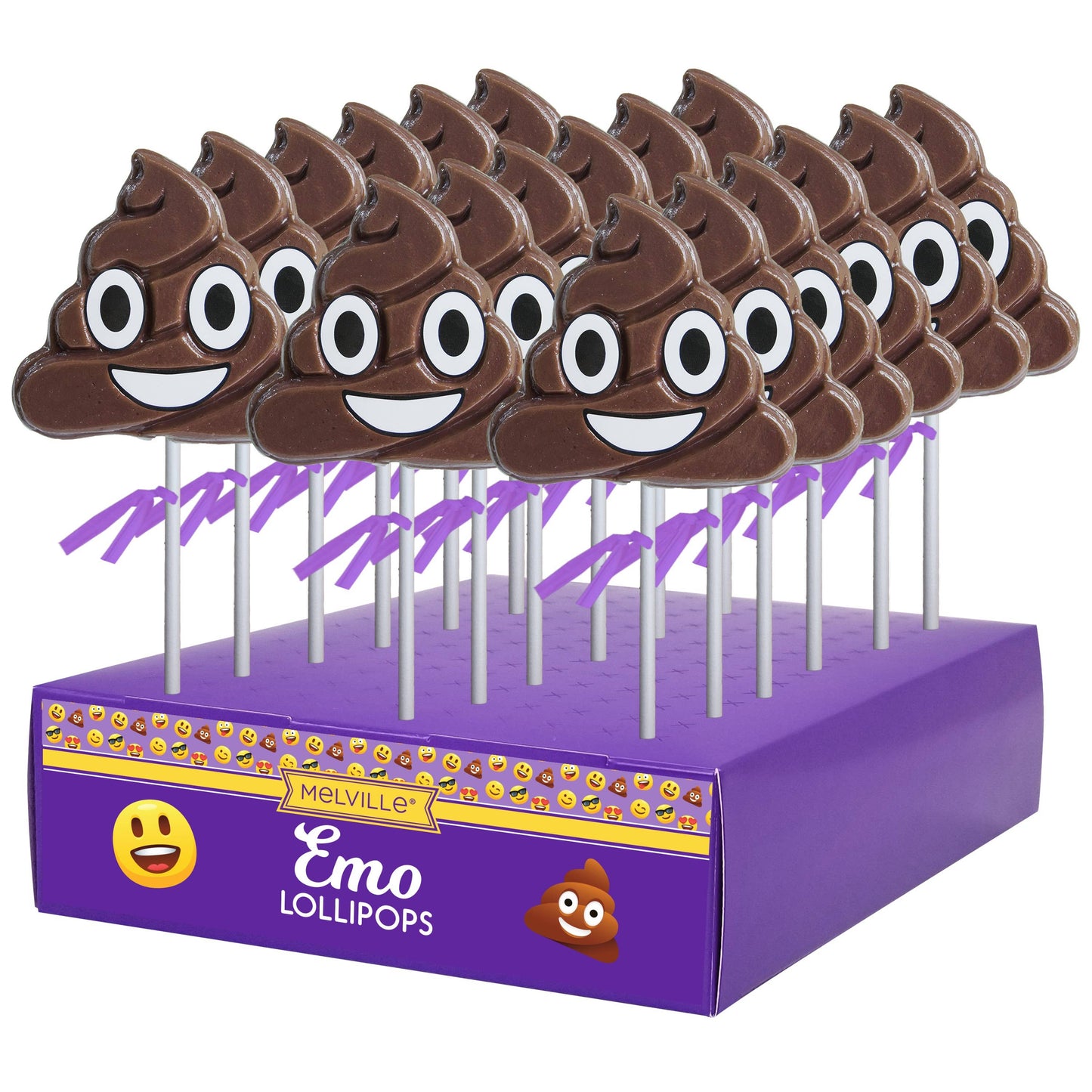 Poop Emoji, Cola Flavored Hard Candy Lollipop 1oz, 24ct 