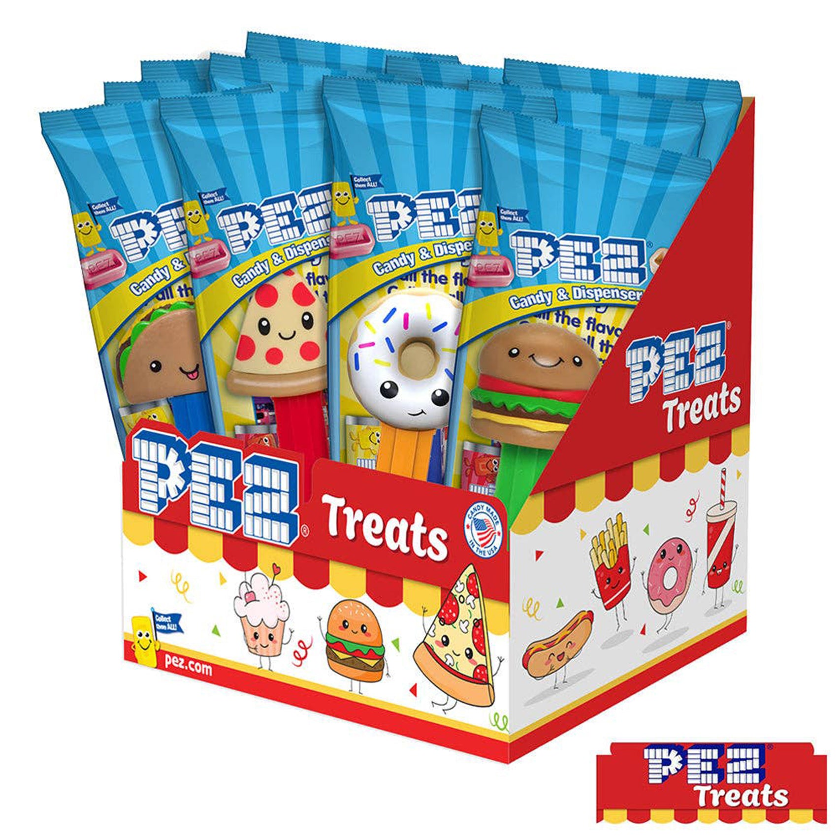 Treats, Pizza Taco Burger PEZ Candy, Poly Bag, 12ct Display