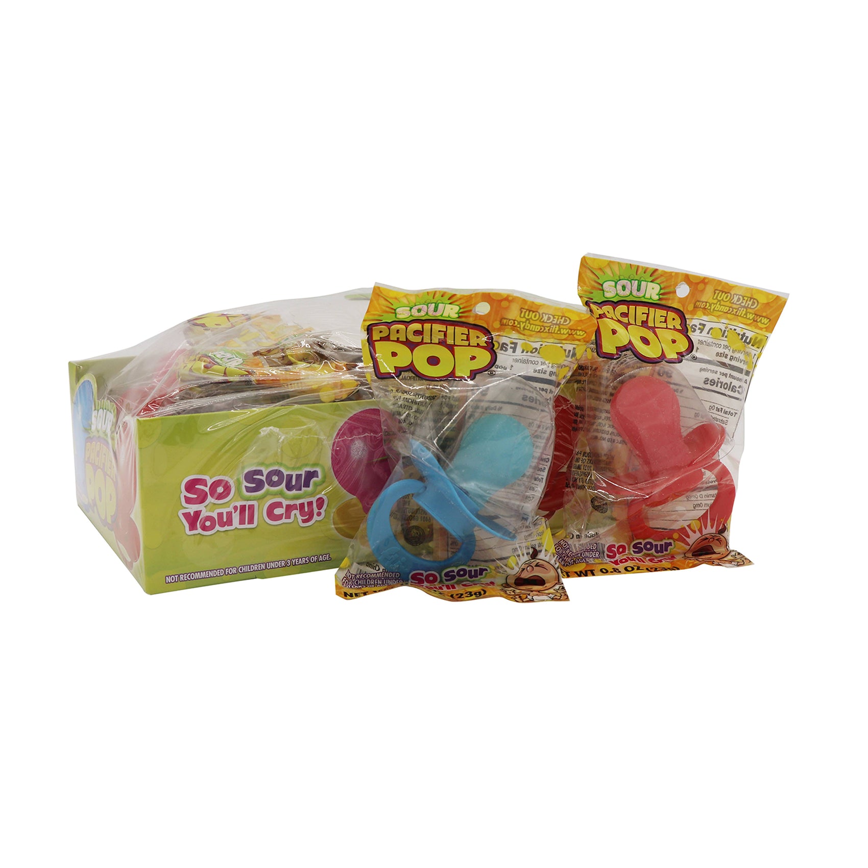 Sour Pacifiers, .8oz Pop, 12ct Case