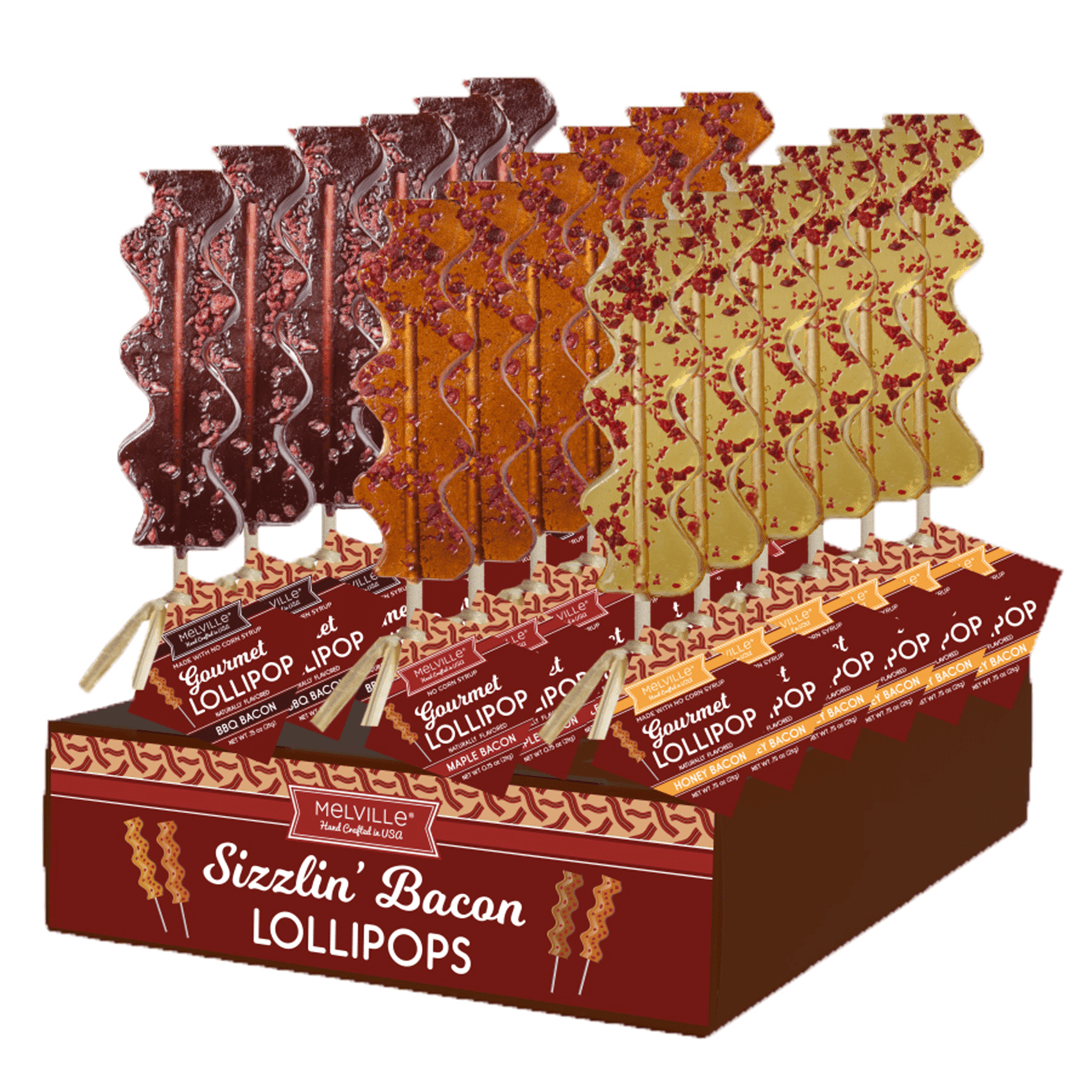 Melville Lollipops, Sizzlin Bacon, 24ct Assortment