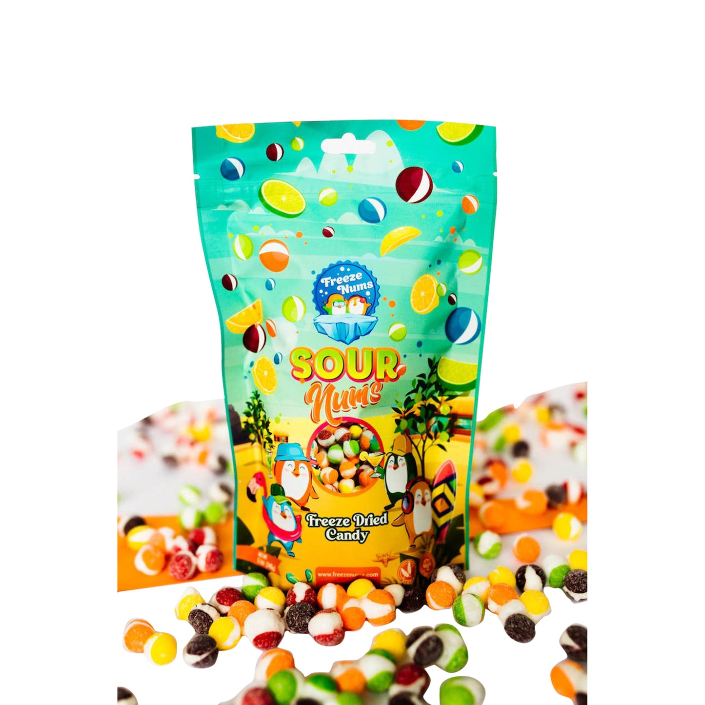 Freeze Num Sour Nums Freeze Dried Candy, 2.6oz Bag, 16ct