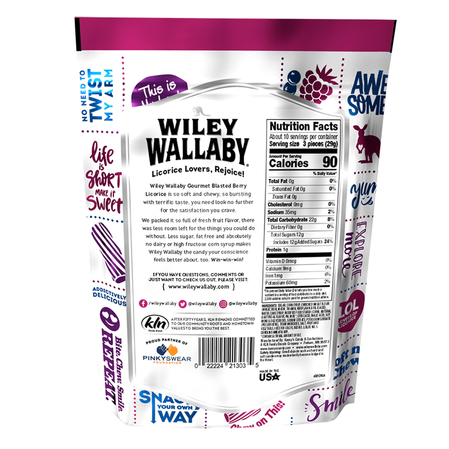 Wiley Wallaby Blasted Berry Licorice, 10oz Bag