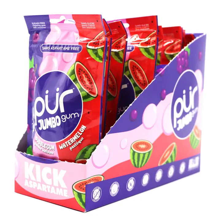 PUR Gum Jumbo Grape, Bubblegum, Watermelon Bag 20pc Bag, 10ct