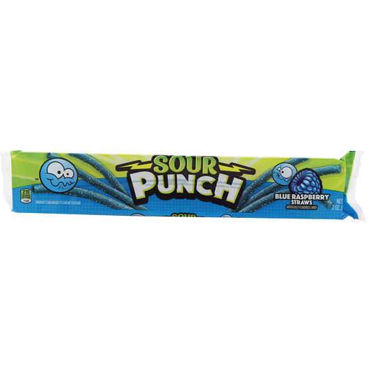 Sour Punch Straws Blue Raspberry, 2oz, 24ct Case