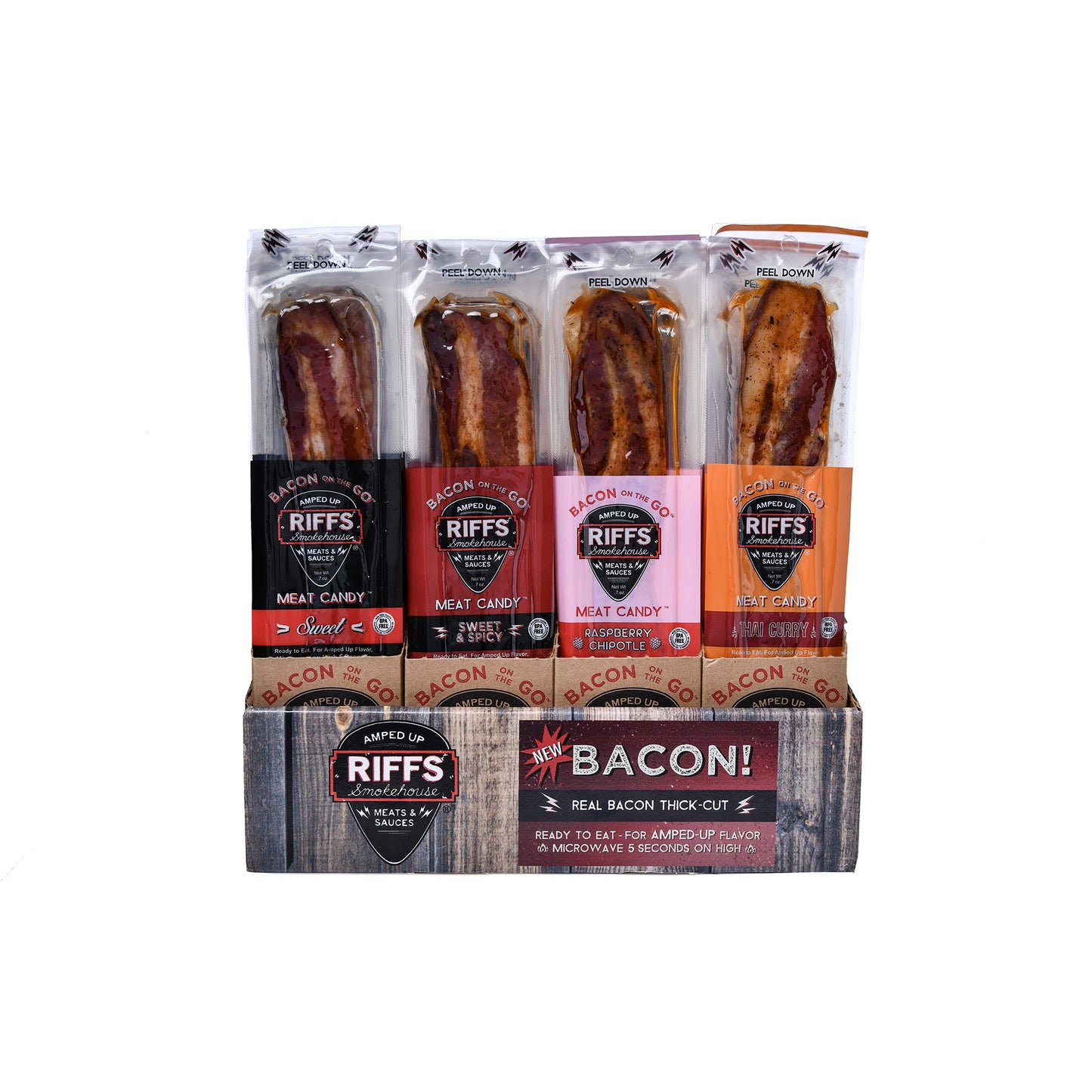 Display Box, Riff Bacon on the Go, Incudes 4 Flavors, 48ct