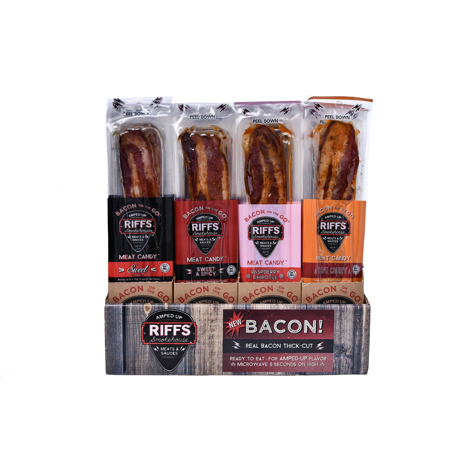 Display Box, Riff Bacon on the Go, Incudes 4 Flavors, 48ct