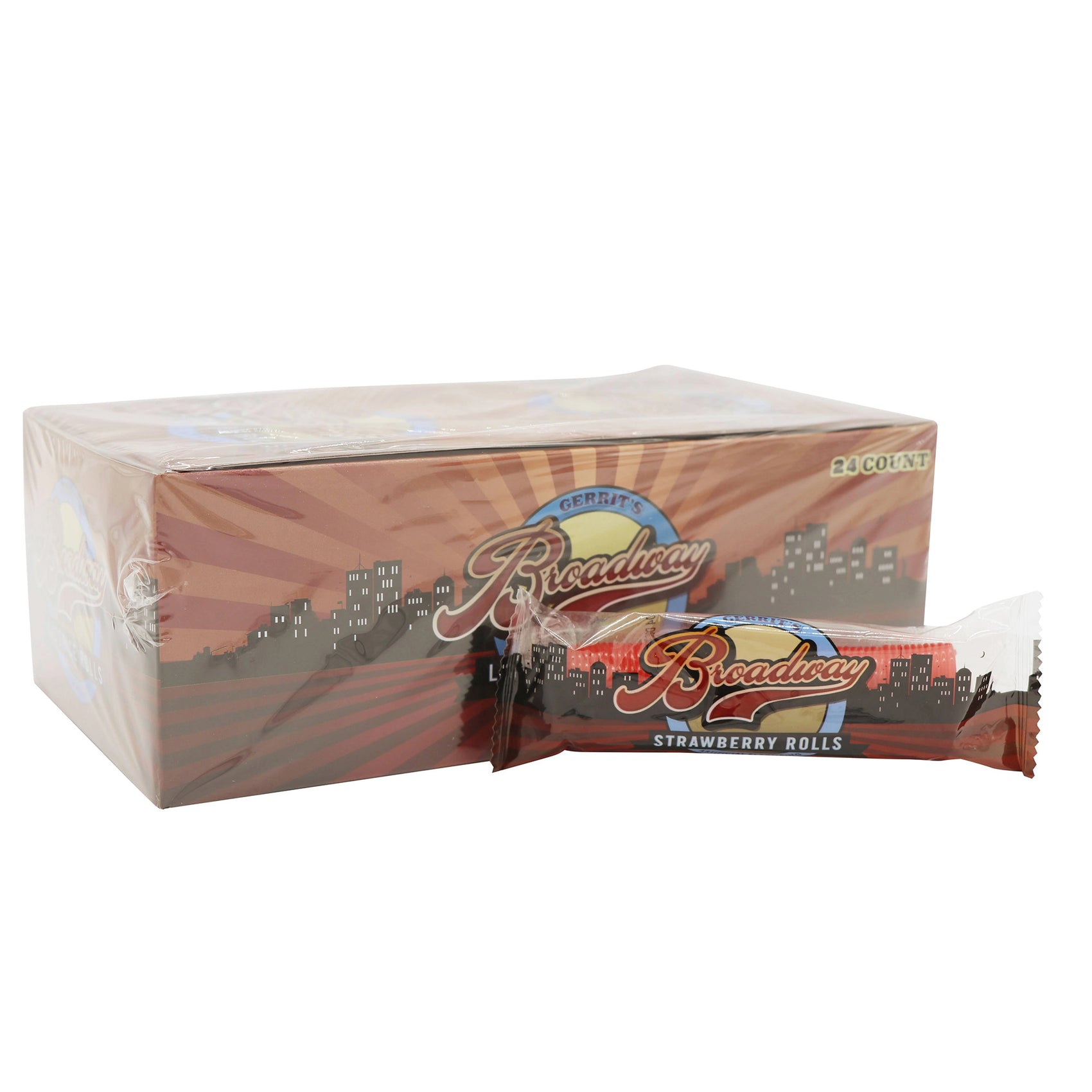 Broadway Rolls, Strawberry Licorice, 2.12oz Roll, 24 Ct Case