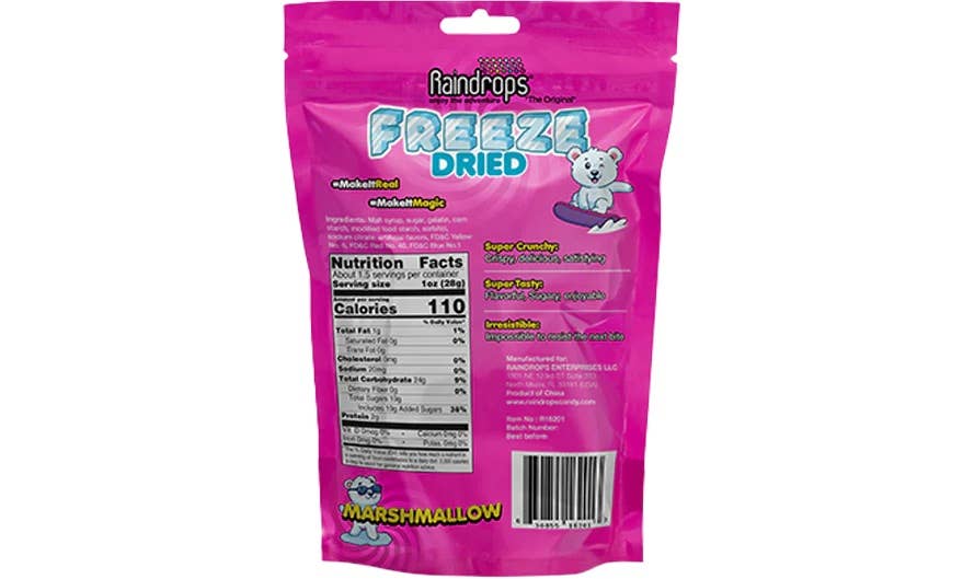 Raindrops Freeze Dried Marshmallow 1.5oz Bag, 12ct