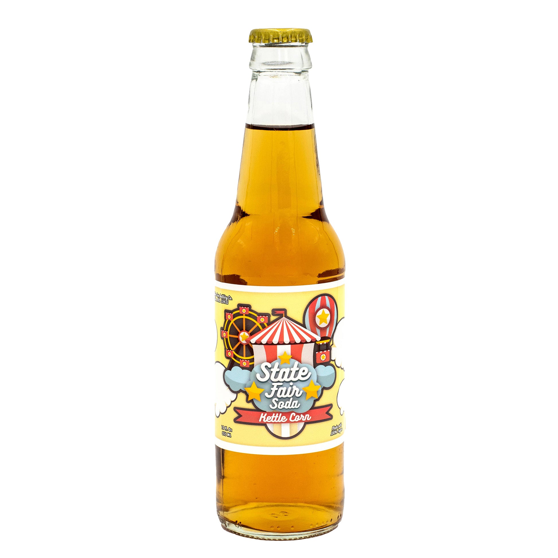 State Fair Soda, Kettle Corn 12ct Glass Bottles