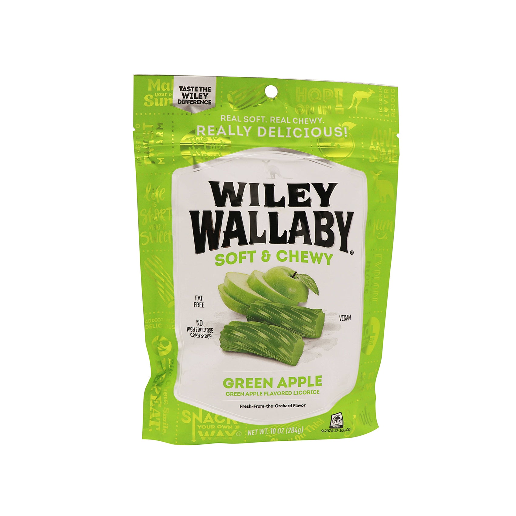 Wiley Wallaby Green Apple Licorice, 10oz Bag, Soft & Chewy