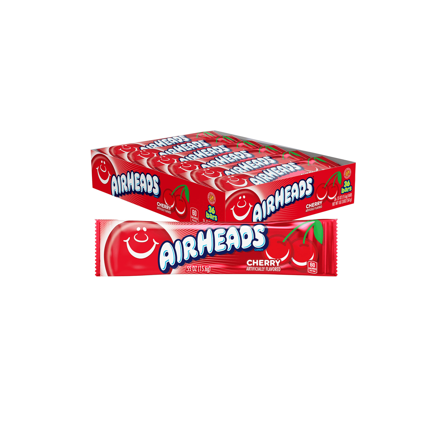Airheads Bars Cherry, .55oz Bars, 36t Case