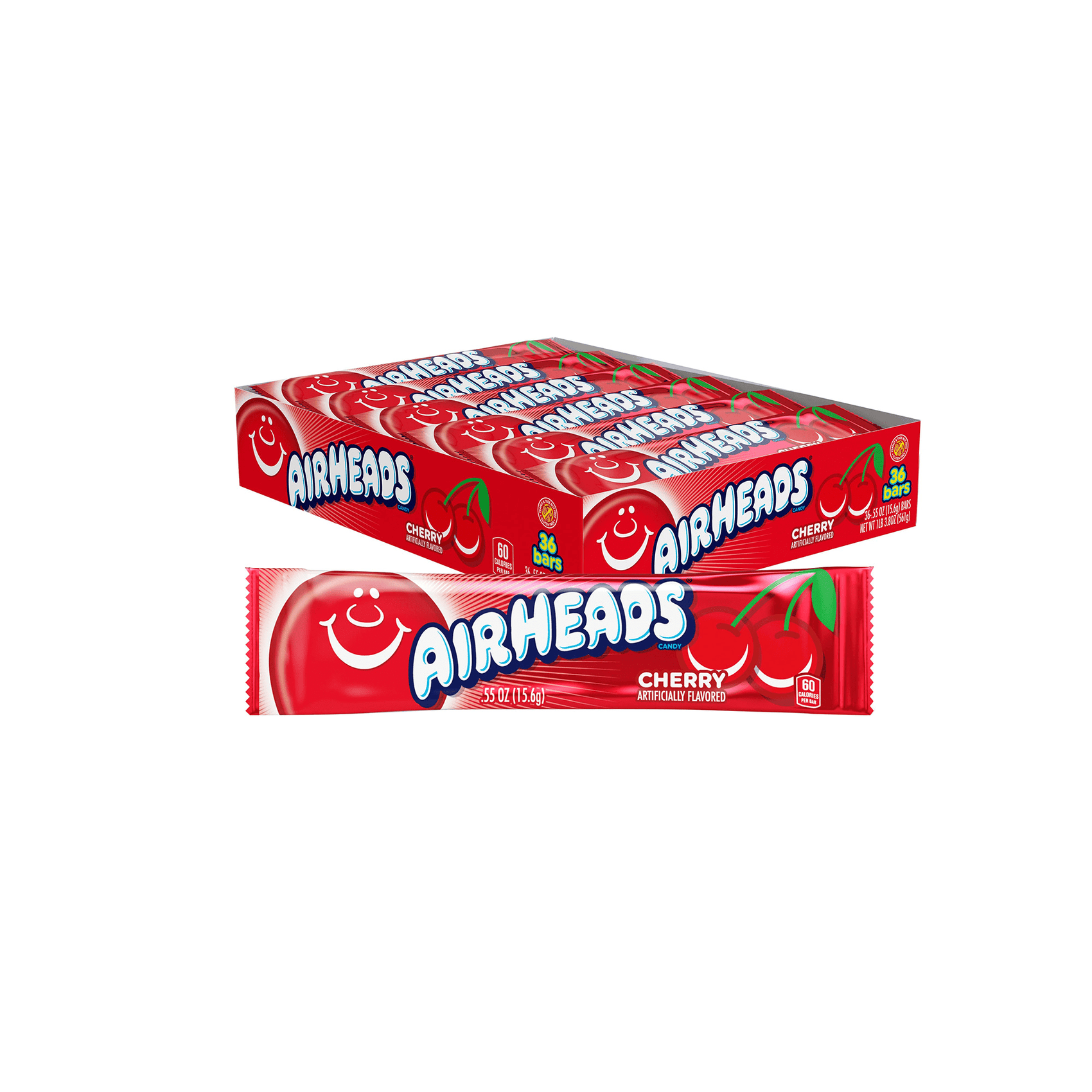 Airheads Bars Cherry, .55oz Bars, 36t Case