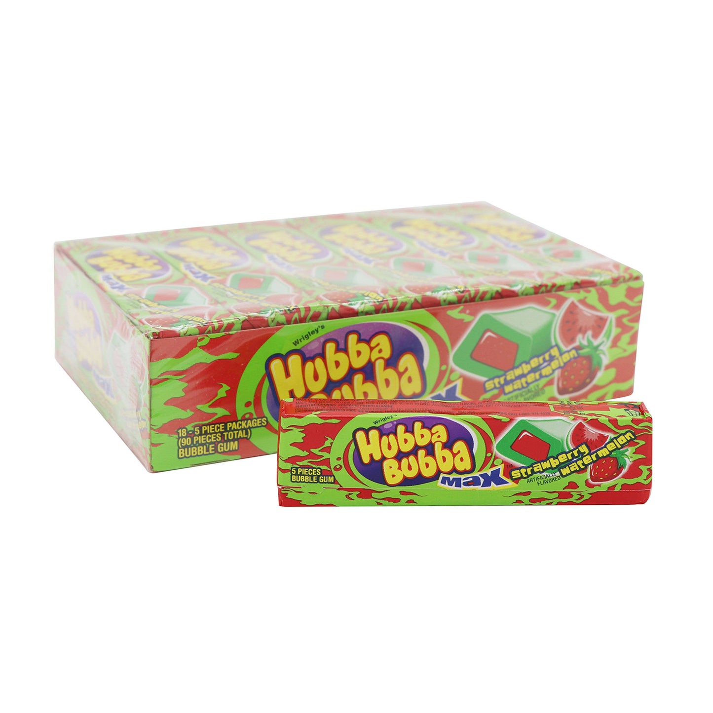 Hubba Bubba Strawberry Watermelon Bubble Gum, 18ct