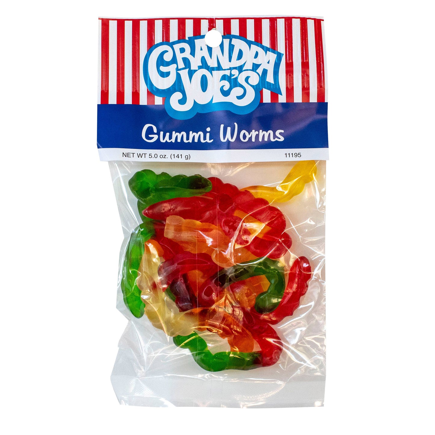 Grandpa Joe's Peg Bags, Gummi Worms, 5oz, 12 Ct Case