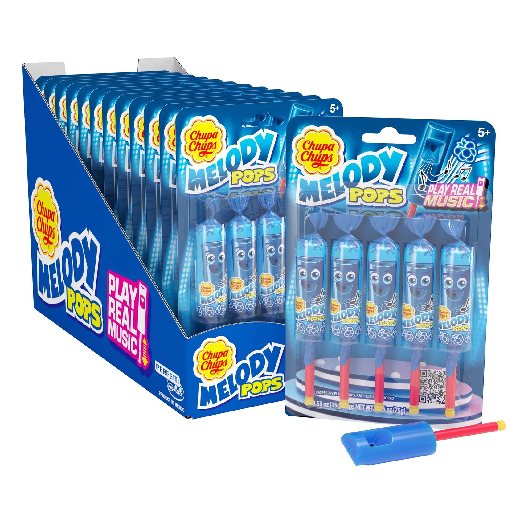 Chupa Chups Melody Pops 5pc Blister, Blue Raspberry 12ct