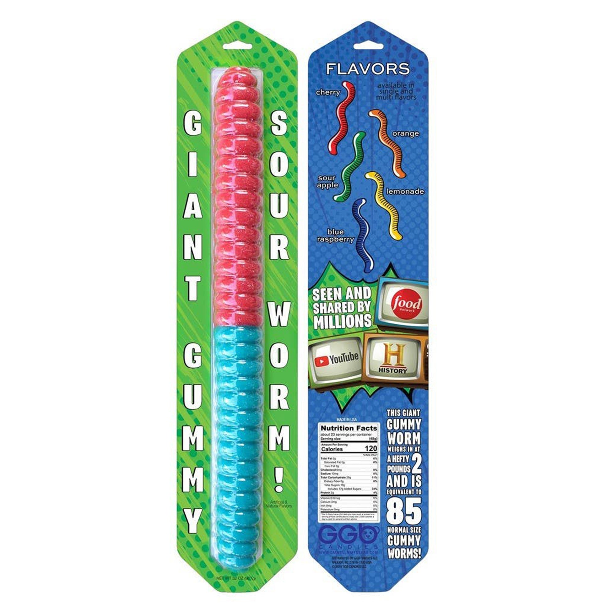 Giant 2lb Gummy Sour Worm, 10ct Box