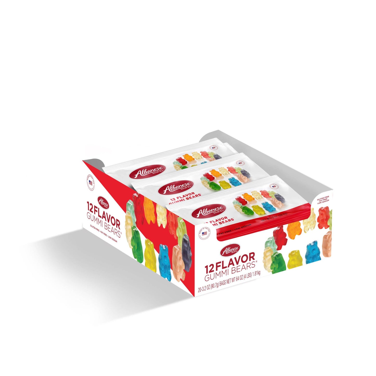 Albanese 12 Flavor Gummy Bears 3.2oz King Size, 20ct Box