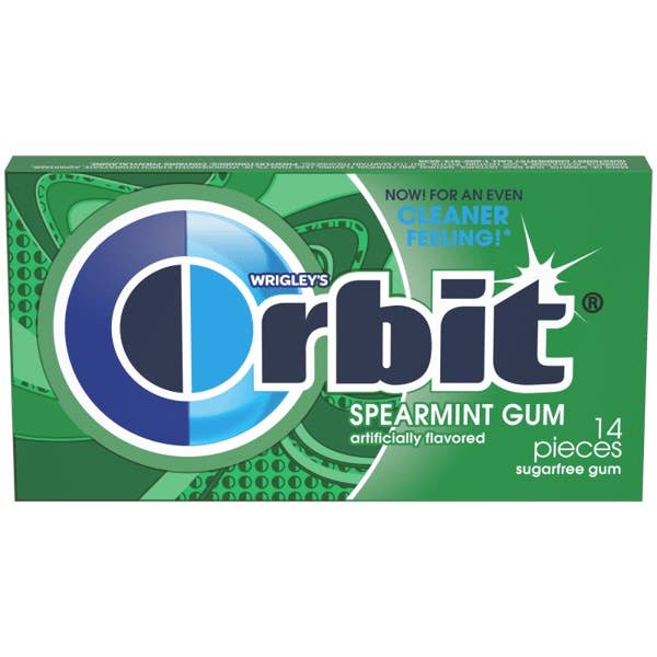 Orbit Sugar Free 14pc Spearmint Gum, 12ct