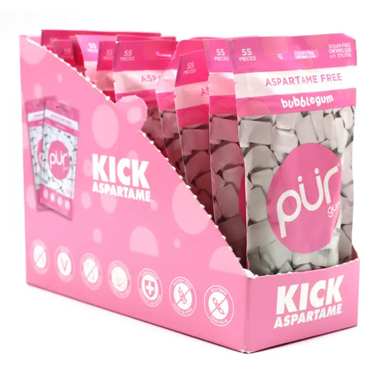 PUR Gum, Bubblegum, 55pc Bag , 12ct Display Box
