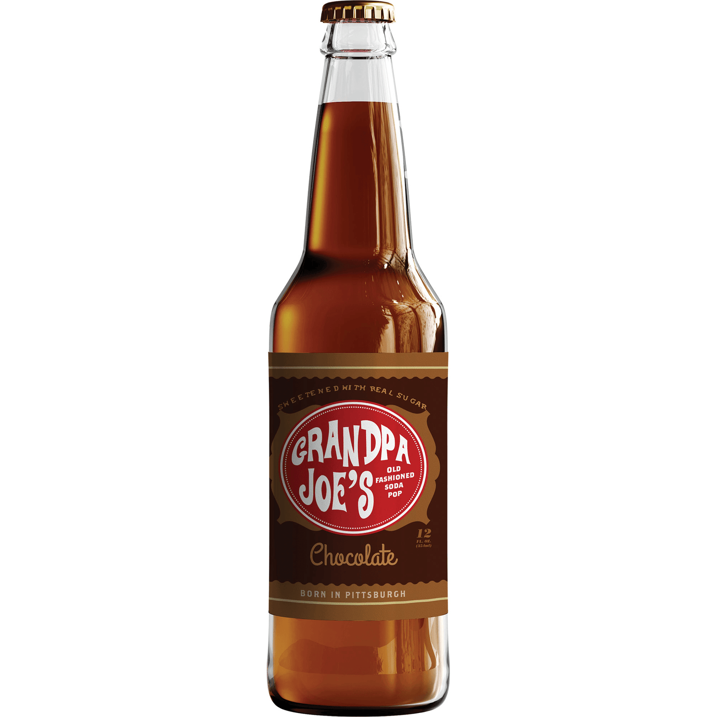 Grandpa Joe's Chocolate Soda, 12oz Glass Bottle 12ct