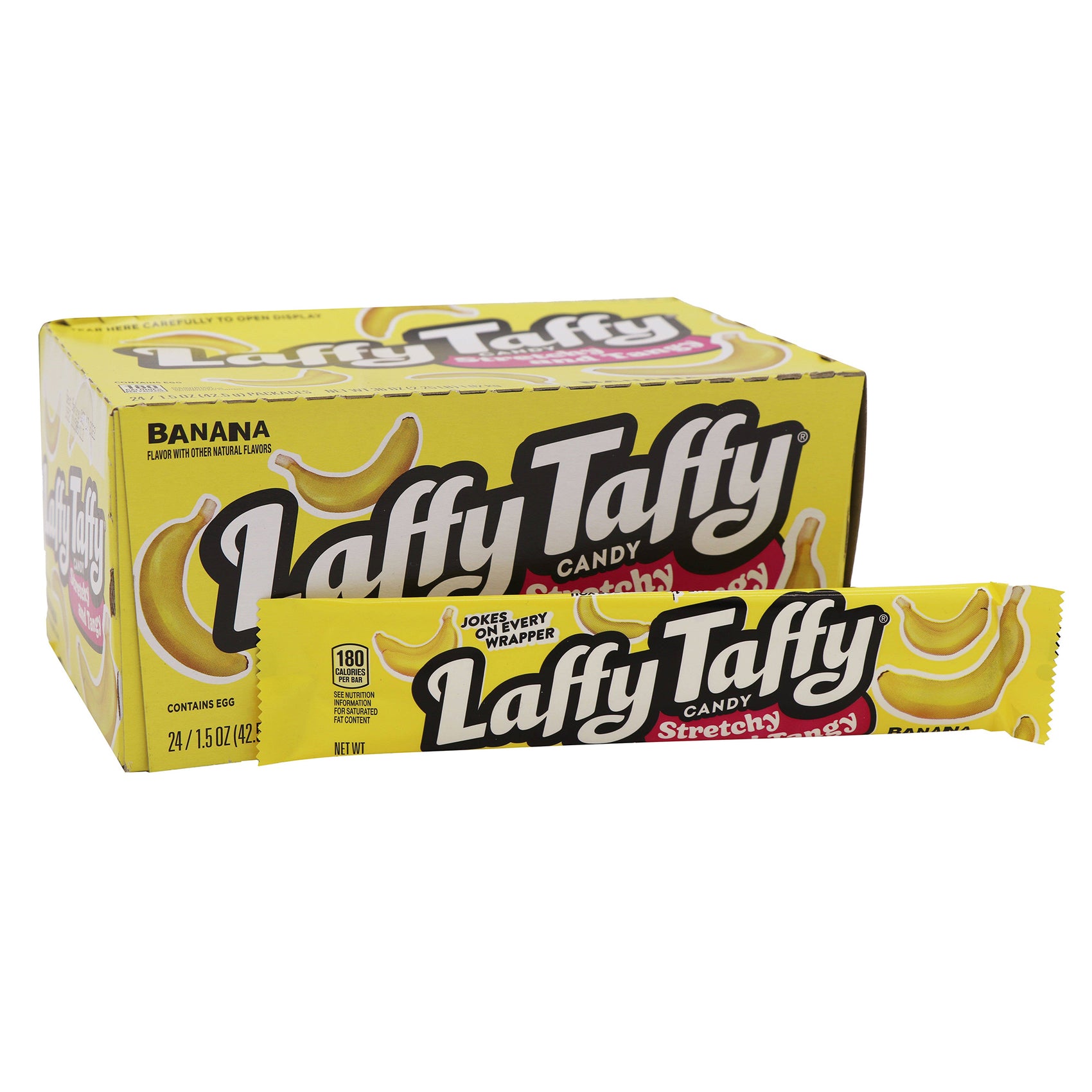 Laffy Taffy Candy 1.5oz Bars, Banana, 24ct