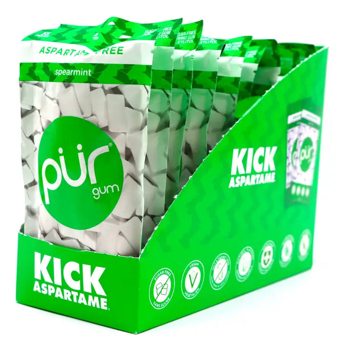 PUR Gum, Spearmint, 55pc Bag, 12ct Display Box