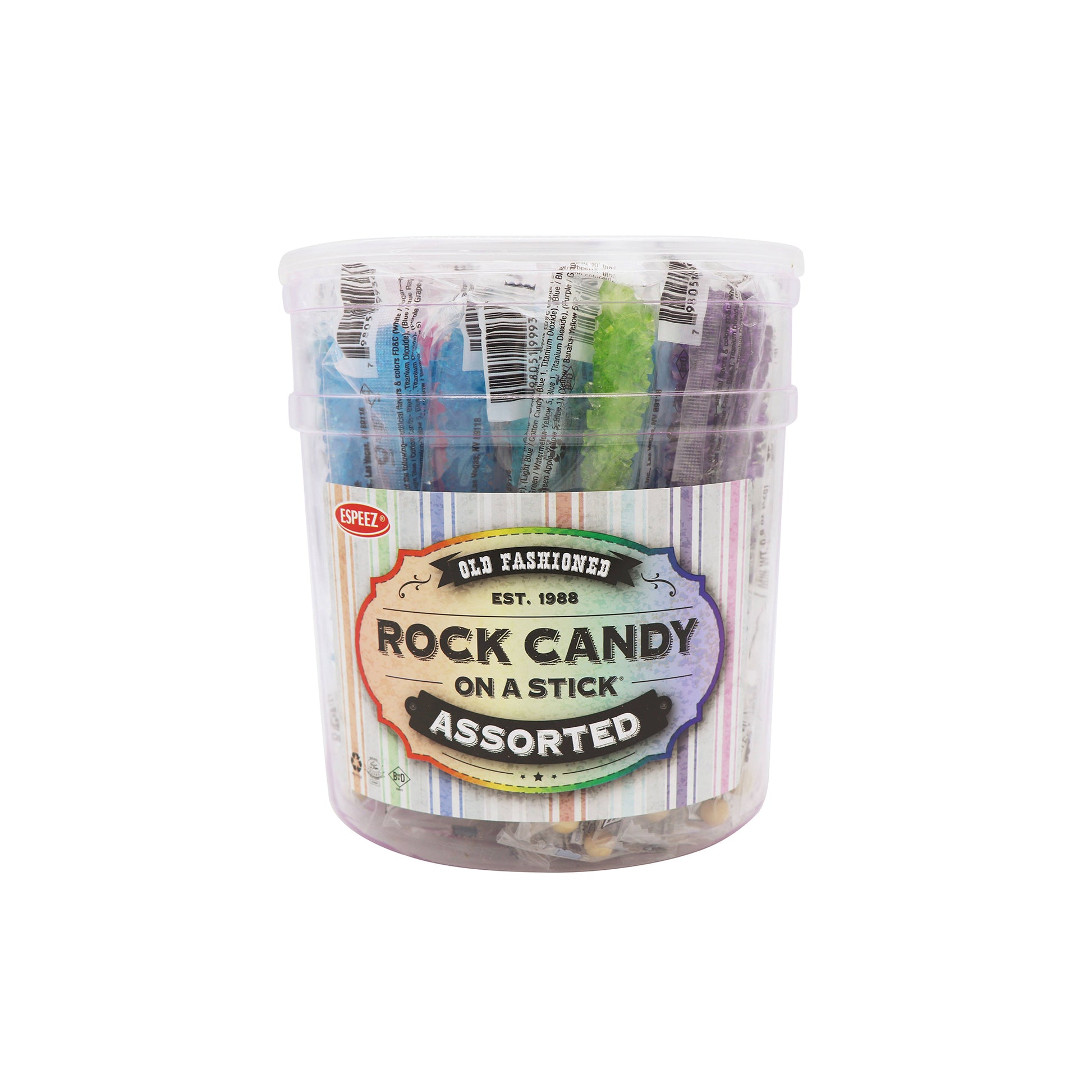 Rock Candy Sticks Assorted, 0.8oz, 36ct Tub
